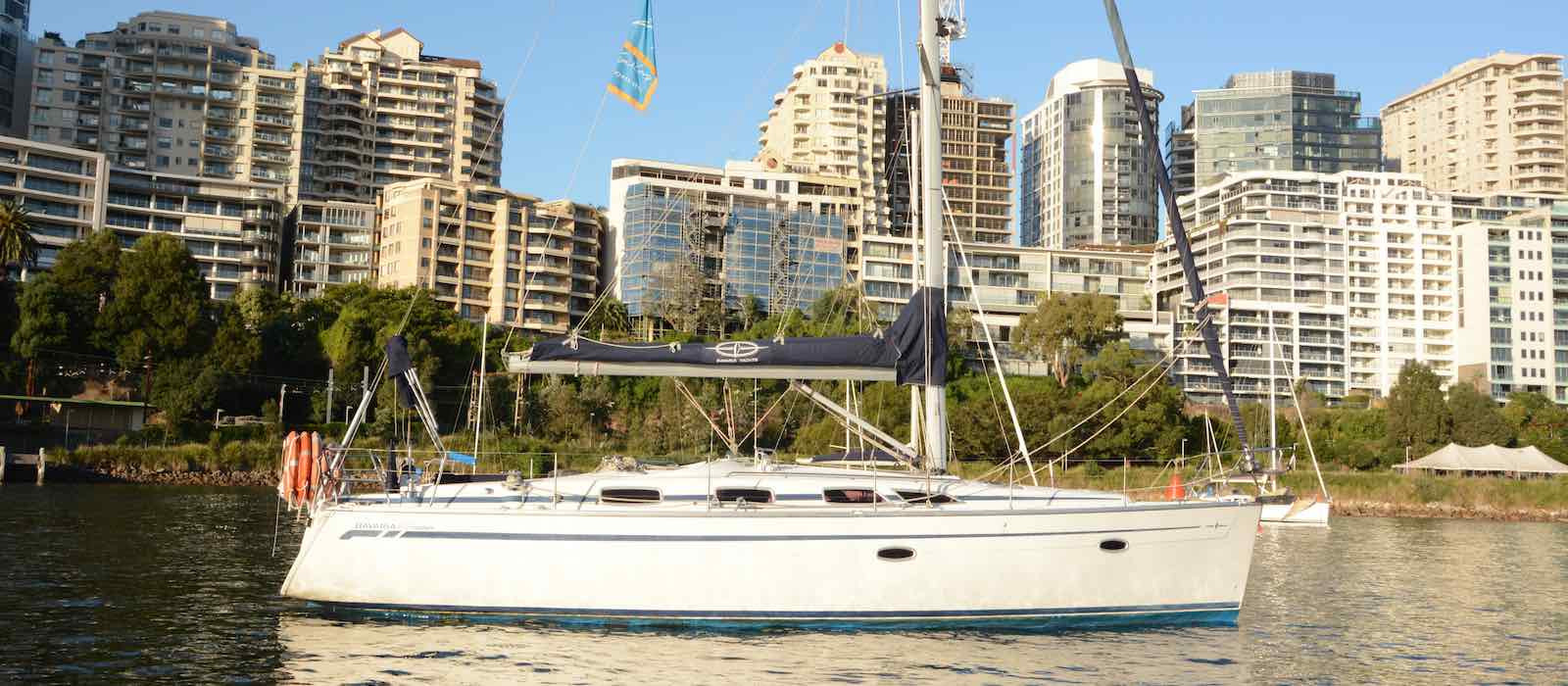 Sailing Sydney skippered yacht charter on Bavaria 40 moored at Lavender Bay